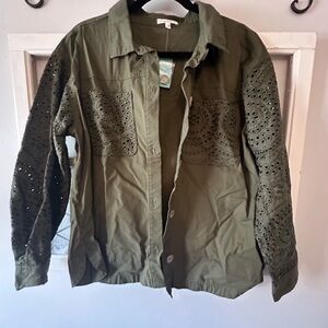 Maurices Dark Green Eyelet Utility Jacket